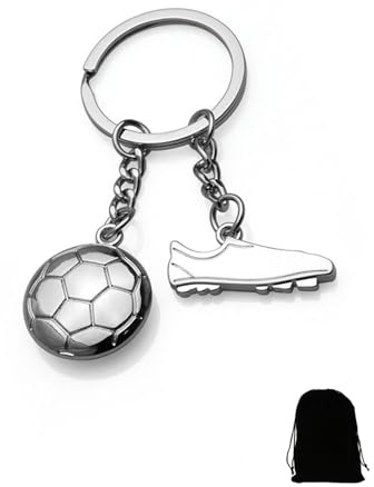 KGDUYC 1 Stück Schlüsselanhänger Fussball Anhänger Trophäe Auto Keychain Fussballschuh Fußball Anhänger Deko Fußballplatz Schlüsselbund mit O-Ring für Vater Opa Junge Geburtstag Geschenkidee