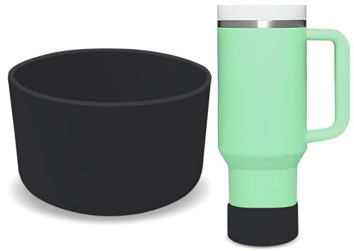 GHKLNY 2Pcs Silicone Boot for Stanley Cup - Protective Water Bottle Cup Bottom Bumper Cover - Stanley Adventure Quencher 40oz/30oz/20oz Accessories (Black 2pcs, OD:2.95in/7.5cm)
