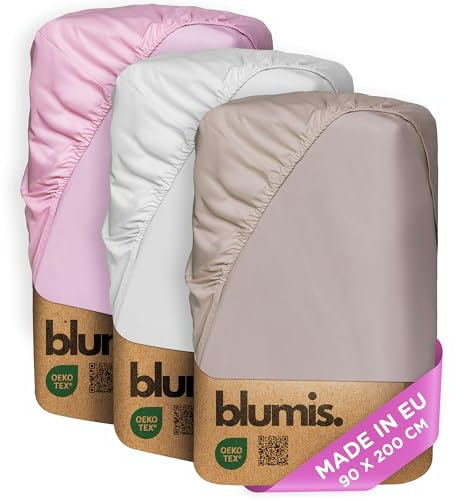 BLUMIS® Drap-housse 90 x 200 cm - Percale - 100 % coton bio - Rose - Certifié Oeko-Tex - Produit équitable - Respirant, durable et doux pour la peau (rose, 90 x 200 x 25 cm)
