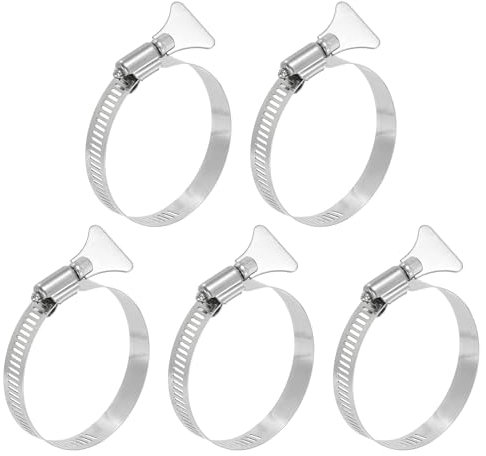 sourcing map 5Pcs Stainless Steel Hose Clamps Worm Gear Hose Clamp, 40-63mm (1-5/8to 2-1/2) Adjustable Thumb Screw Key Type Clamps Fuel Line Clamps 12mm Bandwidth for Plumbing, Automotive