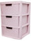 SIDSONS Plastic Storage Drawers Unit Large Pink Rattan Effect 3 Drawers Tower Home Office Garage Storage School Multi-Purpose Modular Storage Cabinet Drawers Storage Unit (H)62cm (W)39cm (D)39cm