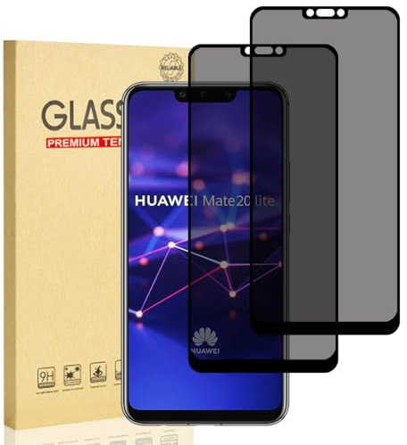 Hejkaoe Protector de Pantalla Privacidad para Huawei Mate 20 Lite, Cristal Vidrio Templado Antiespia, Anti-Espía Protector Pantalla, Dureza 9H, Anti-Rasguños, Sin Burbujas, Fácil de Instalar, 2 Piezas