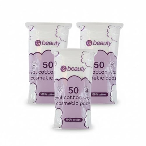 50 Oval Cotton Wool Cosmetic Pads, 100% Cotton - Face - Manicure - Makeup Removal - Nails (3)