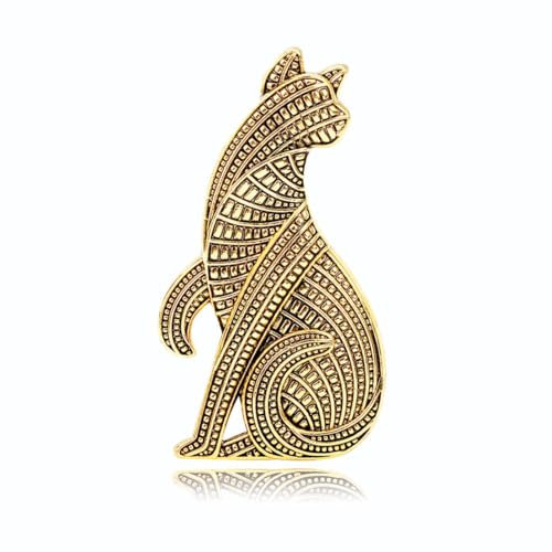 Cubahop Broche en alliage avec motif chat rétro, taille unique, Métal