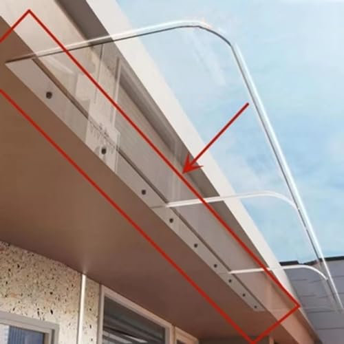 Door Canopy Shelter Roof with Polycarbonate Board Self Cleaning Awning Canopy for Rain Snow and Winds Protection (40 x 170 cm Transparent)