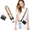 MoKo Universal Phone Lanyard, Clip and Go Strap Crossbody with Detachable Zipper Wallet Pouch, Adjustable Phone Lanyard Crossbody Around The Neck with Patches for iPhone, Samsung, Jacquard Khaki