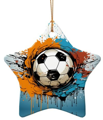 Mehrfarbige Christbaumschmuck aus Keramik, Herz und Stern, festliche Dekorationen für alle Anlässe