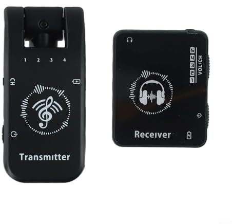Eawfgtuw Professional 2.4GHz Wireless In-Ear Monitor System, Rechargeable Transmitter & Receiver Set, Low Latency, 40m Range, Clip-On Mic Function for Stage Use