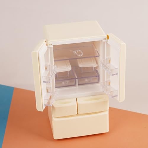 KARLOR Mini Fridge Age 14+, Miniature Dollhouse Fridge Mini Furniture Miniature Model Kitchen Scene Dollhouse Furniture 1:12 Furniture for Dolls Dollhouse Decoration
