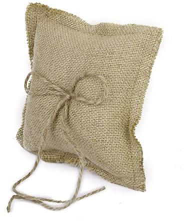 Cabilock Ringkissen für Hochzeitszeremonie aus Jute, Beige, Leicht | Schleifenband Verziert, zum Tragen der Ringe, für Ringträger und Seitenjunge, Kompakt und Tragbar