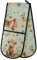 Oven Gloves Double Oven Gloves Highland Cow Green Heat Oven Mitts Pot Holder Heat Resistant Quilted for BBQ Baking Kitchen Cooking Gloves