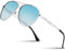 Sonnenbrille-Herren-Damen-Polarisiert-Metallrahmen-Unisex-UV400-Schutz-Klassische Ultraleichte für Fahren,Angeln,Laufen & Outdoor(Silber Rahmen Blau)