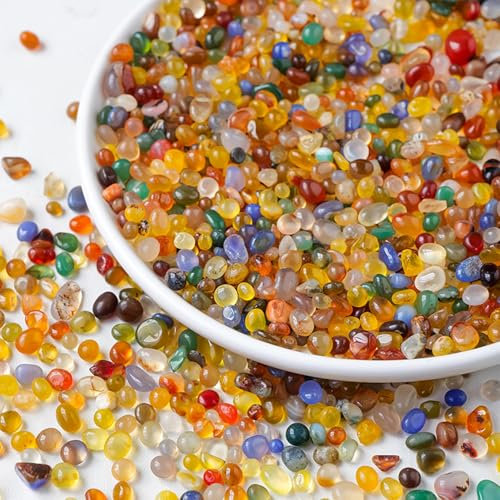 Fizdoqg 400g Edelsteine Klein 7-9mm Edelsteine für Kinder Mischung Trommelsteine bunt Mini Kleine Halbedelsteine für Dekoration, Mitgebsel Kindergeburtstag, Edelsteinspiel (Stil 2)