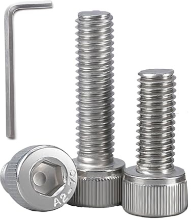 BACSHBY 10 Pièces Vis M5x50mm Cylindriques Vis Machines avec Clé Allen | Vis à Six Pans Creux A2 V2A 304 Acier Inoxydable Argenté Boulon Hexagonal Filetage Complet pour Machines,Meubles,Métal
