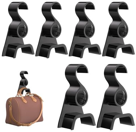 Famitree Ganchos para Bolsos, 6 Piezas Los Ganchos de Mochila ahorran Espacio los Ganchos se Pueden Llevar portátiles para Mochilas, Mochilas, Bufandas, Cinturones y Corbatas(Negro)