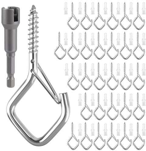 Muyohix Ganchos de Tornillo Hembrillas Cerradas, 30PCS ganchos para Colgar de Acero Inoxidable, Cancamo para Colgar Plantas, Luces, Decoraciones y Cestas Colgantes (Plateado)