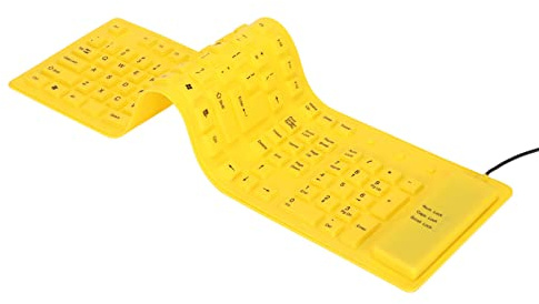 Asixxsix Faltbare Silikontastatur, 108 Tasten USB -Waage -Rollup -Tastatur, Staubfeste Anti -Öl -Computer -Tastatur für PC -Notebook -Laptop, Stummschalttypisierung (Yellow)