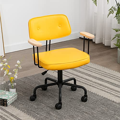 Chefsessel, ergonomischer Bürostuhl mit mittlerer Rückenlehne und Armlehne aus Holz, Drehstuhl aus PU-Leder für das Home-Office-Arbeitszimmer, bequemer Computerstuhl für das Schlafzimmer
