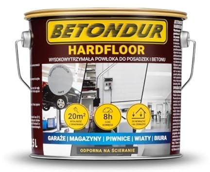 Betondur Betonfarbe Grau 2,5 L – Bodenfarbe Innen & Außen für Garage, Keller & Werkstatt – abriebfest, wasserbasiert & schnelltrocknend Hardfloor