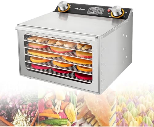 EpyGnom Essiccatore Frutta e Verdura Professionale Essicatori per Alimenti Carne Naturali con Regolatore di Temperatura 30-90°C Timer 0-12h Disidratatore Alimentare 6-Layer