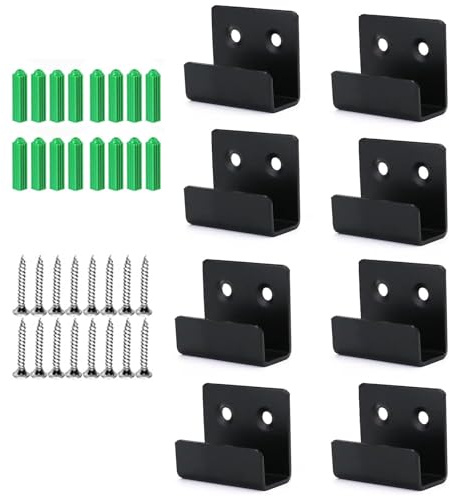 Anhoer 8 Pieces U Angle Bracket Heavy Duty Wall Hooks Display Wall Hooks Ceramic Tile Hooks Hanging Tile Stand Oil Painting Display for Bathroom Kitchen Garage (Inner Groove 10mm, Outer Groove 15mm)