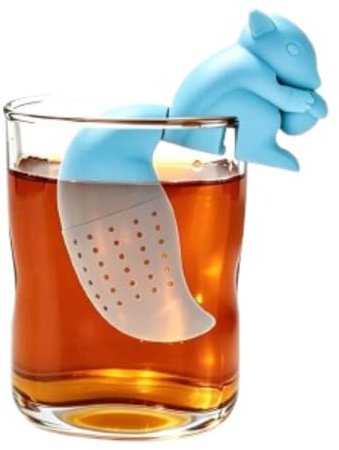 Niedlicher Silikontee -Infuser, Nahrungsmittel -Silikon -Eichhörnchenform Teesieb Netter Eichhörnchen -Form -Infuser -Filter wiederverwendbarer Diffusorfilter (Blau)