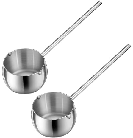 ARTIBETTER 2 Pièces Casserole Inox Mini Chauffe-beurre Résistante Compacte avec Louche pour Fondre Beurre Huile Chocolat Soupe