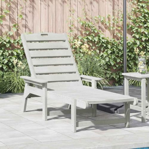 Teenpull Sonnenliege Weiß 73,5 x 92 x 90cm HDPE, Gartenliege Verstellbar, Robuste Kunststoff Relaxliege für Garten, Terrasse, Pool, 110kg Tragkraft, Pflegeleicht