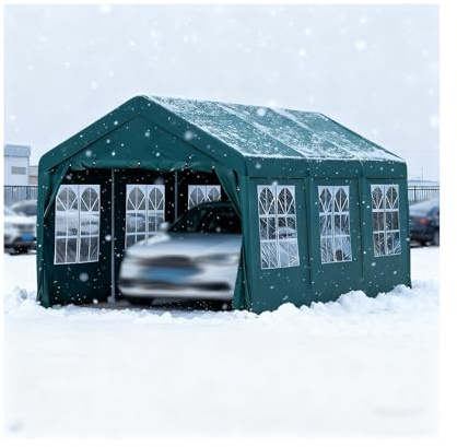 Abri Voiture Extérieur Robuste avec Toile De Clôture, Résistant Au Vent Et À La Neige, en Métal, pour Tracteur, Camion, Camping-Car Ou SUV(13x19.7x6.5ft)