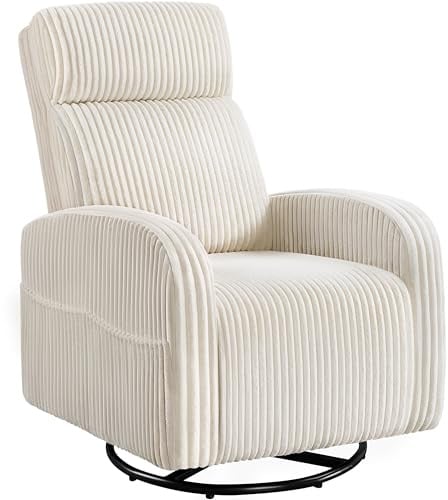 Yaheetech Rocking Chair for Adults, Corduroy Swivel Nursing Chair, Beige