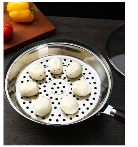 Stainless Steel Steamer Basket 30-36cm, 316 Grade Dense Hole Steaming Rack For Wok Dumplings Vegetables Fish, Thickened Tray(36cm)