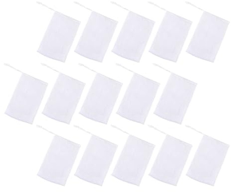 INOOMP Lot de 50 Filets Moussants Doubles Couches en Tissu Doux, Porte-savonnette pour Savonnette Artisanal, Blanc, pour Nettoyer en Profondeur le Visage Corps, Accessoires Bain