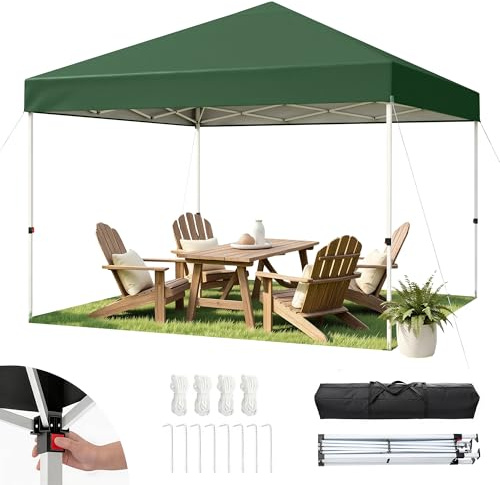 Hawthyhome Pavillon 3x3 Wasserdicht Stabil Winterfest, Faltpavillon 3x3 mit Tragetasche, Pop Up Pavillon UV Schutz 50+, Faltbar Höhenverstellbar Partyzelt Gartenpavillon Für Outdoor Camping, Grün
