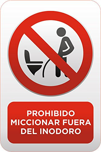 Oedim Señaletica de Prohibido Orinar Fuera del Inodoro 15x21cm | Material PVC Resistente | 3mm de Grosor