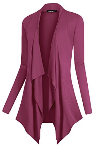 Urbancoco Women's Classic Cardigan, Fuchsia pink, XL