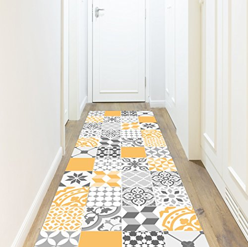 VINILIKO Design | Alfombra Vinílica Patio Amarillo 66x250 cm - Antideslizante, Impermeable, Lavable - Varios Tamaños - Alfombra Vinilo Salón, Cocina