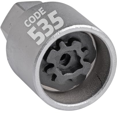 SW-Stahl 02383L-15 VW Felgenschloss Adapter Code 535 - Radschloss Schlüssel | Chrom-Vanadium Stahl Werkzeug mit 1/2 Zoll Vierkantaufnahme für Radsicherung - Länge 43 mm - Kfz Spezialwerkzeug VW
