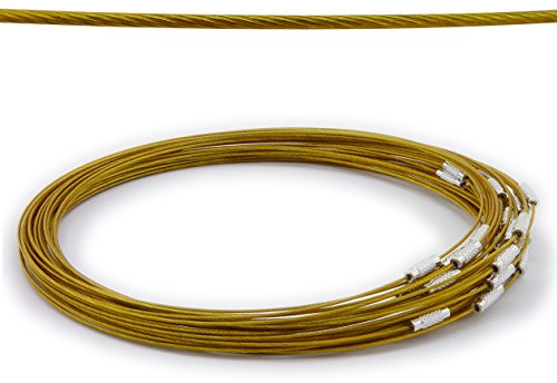 WEBandBUY 2 Halsreifen aus Stahl Schraubverschluss Länge ca. 45 cm Gold