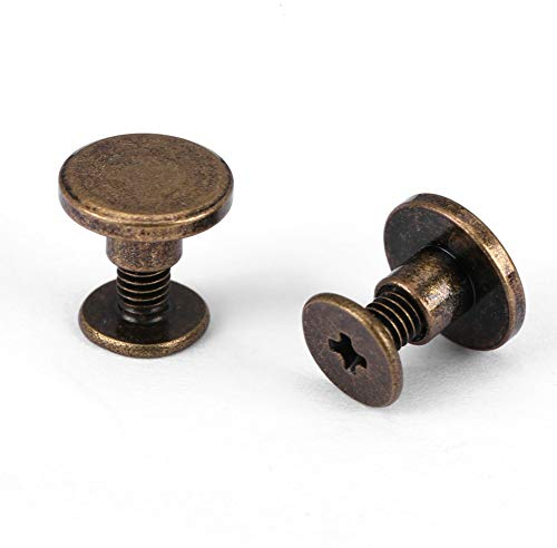 20 Sets Messing Knopfnieten mit flachem Kopf Bronze Lederwaren Schrauben Nagel Nieten DIY Lederhandwerk Metallniete für Gürtel Riemen Tasche Schuhe Dekoration (5 mm)