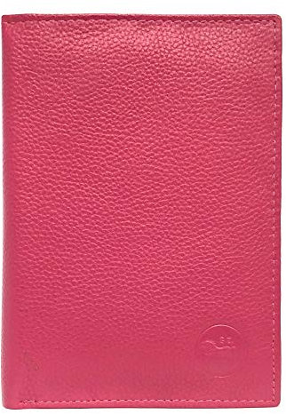 LOLUNA® Grand Portefeuille Classique en Cuir Vachette Souple 4 Volets Pratique pour Placer Carte Grise - permis - identité - Cartes - Billet - Monnaie - Idée Cadeau pour Homme et Femme - Fuchsia