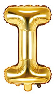 PartyDeco Folienballon Buchstabe I Gold-Geburtstag Hochzeit Jahrestag Folienballon Buchstabe I- Gold Größe ca. 35 cm Geburtstag Hochzeit Verlobung Silvesterparty Folienballon Hel Deko Geburtstag