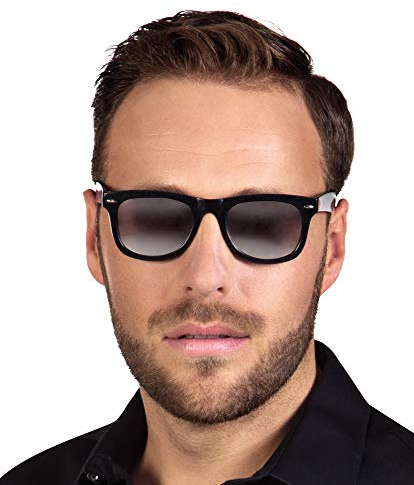 Das Kostümland Verspiegelte Geheimagent Brille - Schwarz - Zubehör Gangster Spion Partybrille Spiegelbrille Fasching Mottoparty