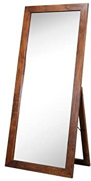 Massivmoebel24.de | Oxford Standspiegel im Massivholzrahmen #319 | aus Akazienholz - Nougat, lackiert | 75x3x175 cm | hochwertig | Ganzkörperspiegel Flurspiegel Spiegel