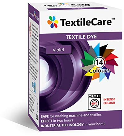TextileCare - Tinte textil para lavadora para ropa y productos textiles, 350 g de tinte para 600 g de ropa, 14 colores (violeta)