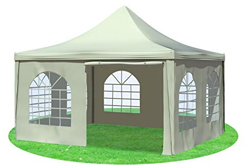 Stabilezelte Gartenpavillon 4x4m mit Seitenteilen Arabica Pagodenzelt PVC BEIGE