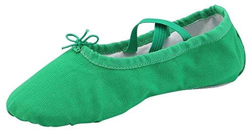 missfiona Canvas Ballet Shoes Women Adult Split Sole Dance Slipper Ballroom Flat(5 UK, Green)