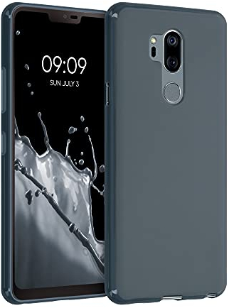 kwmobile Hülle kompatibel mit LG G7 ThinQ/Fit/One Hülle - weiches TPU Silikon Case - Cover geeignet für kabelloses Laden - Dunkler Schiefer
