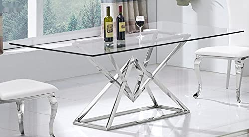 Bador Design Esstisch Daimond Edelstahl Glas Tisch Esszimmertisch Küchentisch 160x90cm
