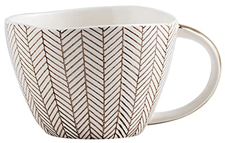Breakfast Cup Cereal Bowls with Handle, Coffee Mug Ceramic Water Cup Salad Bowls Ewer Teacup High Capacity 380ML,F
