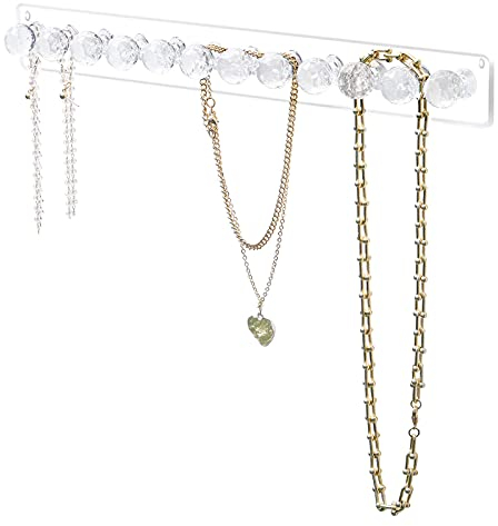 Halsketten Hakenleisten Wandregal Ketten Schmuck Aufbewahrung Hängend, Schmuck Halterung Ohrringhalter Wandhaken, Schmuck Organizer Wandgarderobe Mit 12 Haken Für Schmuck Halskette Ring Und Ohrring